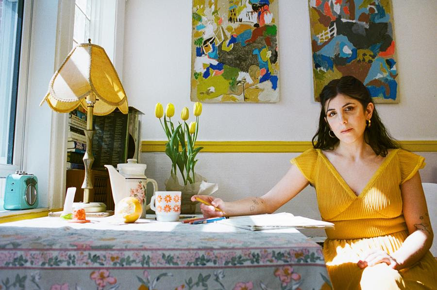 Ada Lea baby blue frigidaire mini fridge promo photo